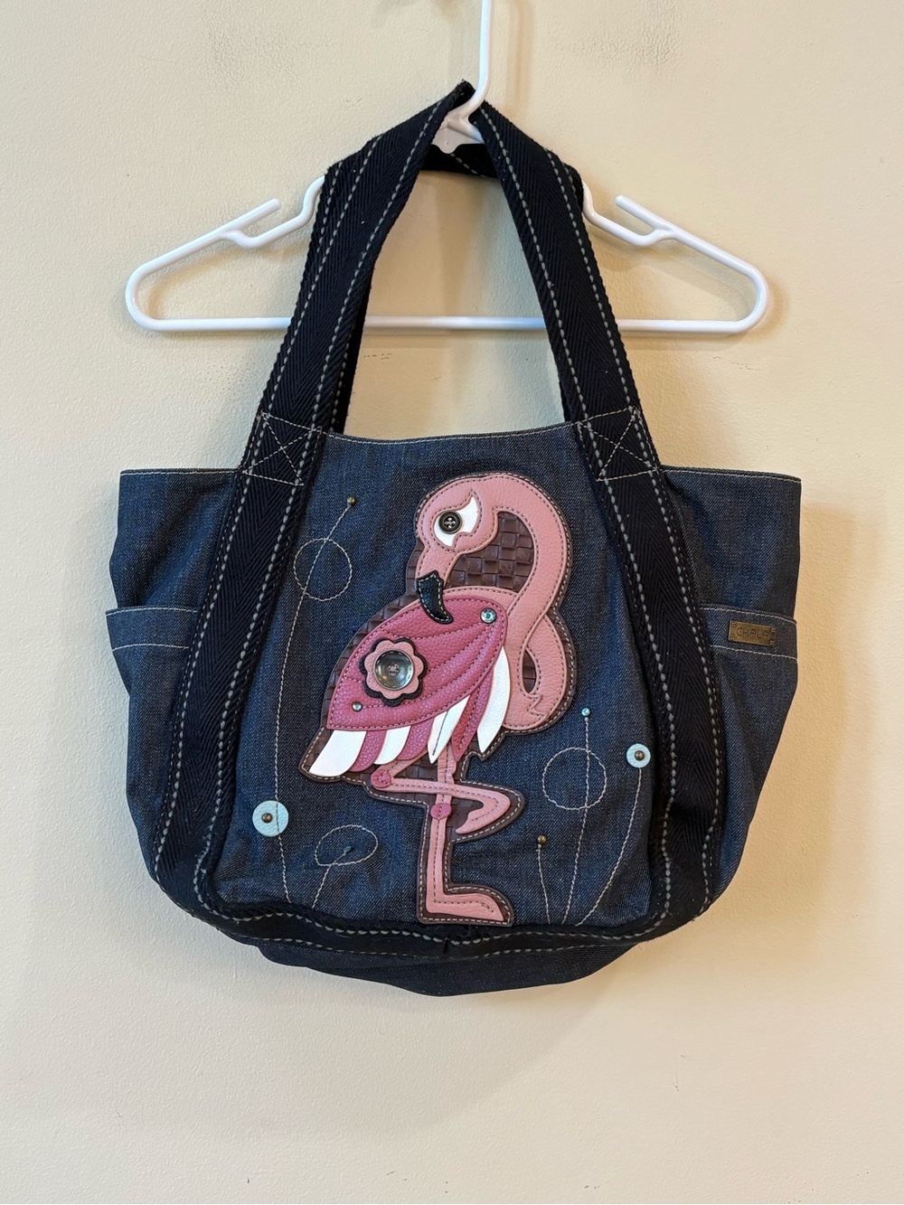 Chala Denim Handbags Flamingo